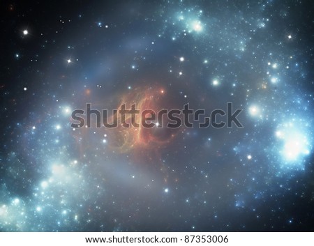 Deep space nebula. Giant interstellar cloud with stars. 3D illustration