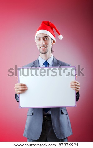 Businessman with santa hat and message