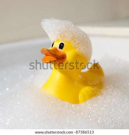Rubber duck covered in soap