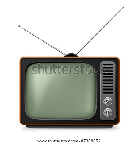 Raster version. Realistic vintage TV. Illustration on white background for design