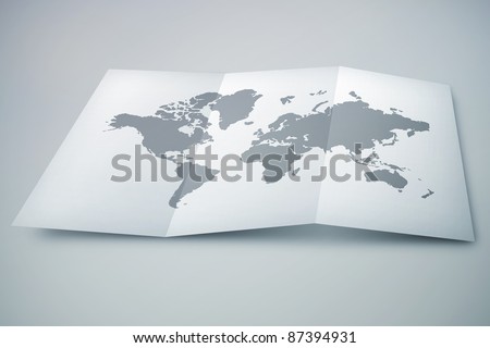3D paper map on desk