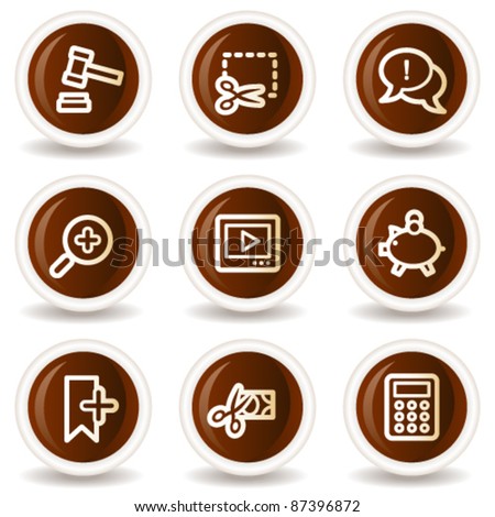 Shopping web icons set 3, chocolate buttons