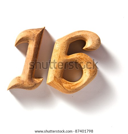 Beautiful wooden numeric with shadow isolated