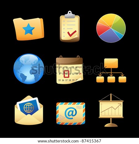 Icons for business metaphors and symbols. Vector illustration.