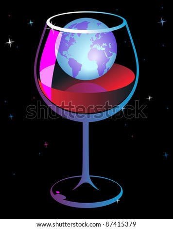 World in wineglass. Raster version. Vector version is also available.