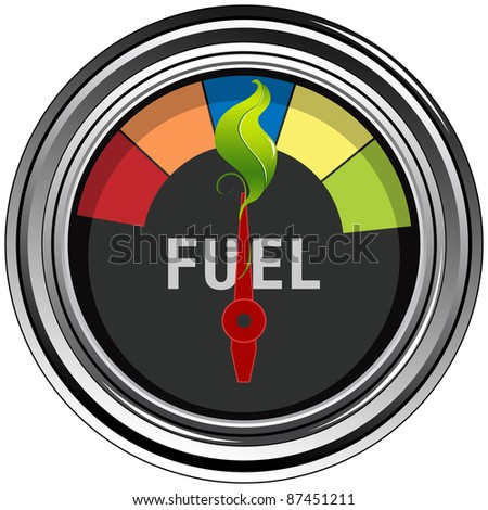 An image of a green leaf fuel gauge.