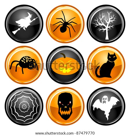 Vector Illustration of nine different Halloween icons.