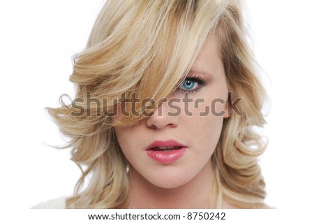 Beautiful teen close up isolated on a white background