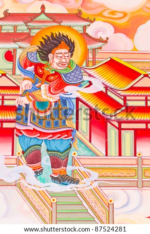 Chinese style painting art on temple wall
