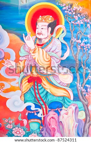 Chinese style painting art on temple wall