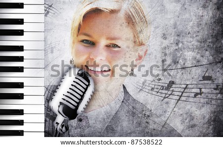 dirty music background with piano and singer