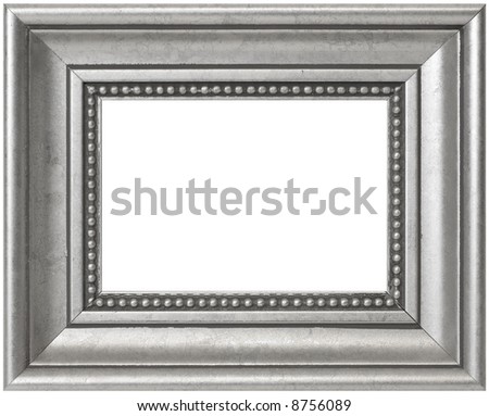 Silver Aged Vintage Picture Frame - Isolated on White