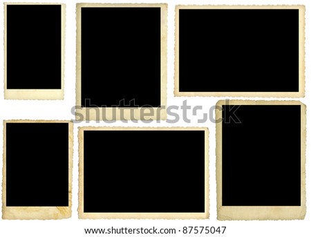 Six old photos, back side, isolated on white