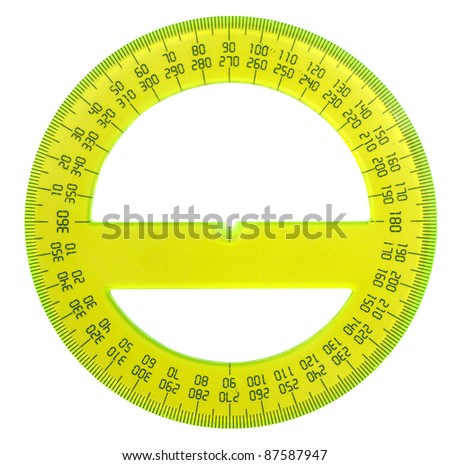 yellow protractor isolated on white