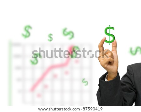 Icon dollar in hand for money concept