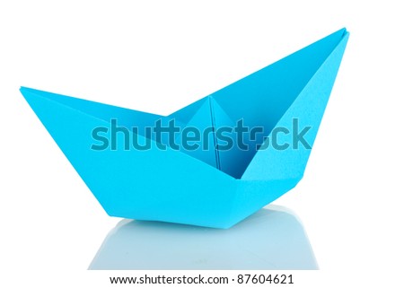 Origami paper boat isolated on white