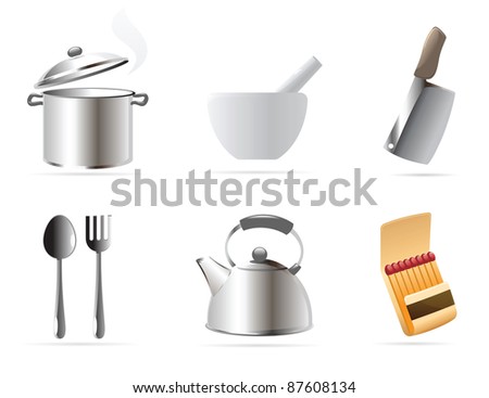 Icons for kitchen. Raster version. Vector version is also available.