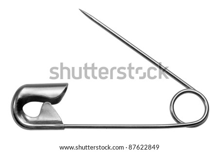 studio photography of a open safety pin in white back Royalty-Free Stock Photo #87622849