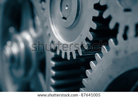 Large cog wheels in the motor. Royalty-Free Stock Photo #87641005