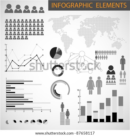 Big Vector Black and white set of Infographic elements for your documents