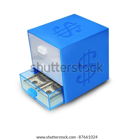 money in blue drawer