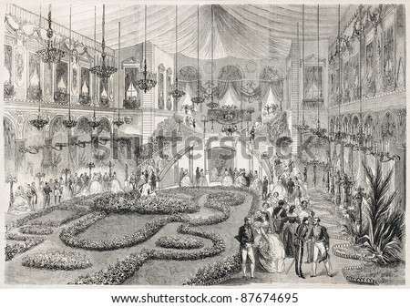 Napoleon III and Empress Eugenie at Grand Bal in Lyon city hall. Created by Steyert, published on L'Illustration, Journal Universel, Paris, 1860