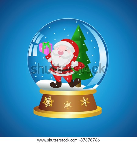 Christmas ball with Santa on a blue background