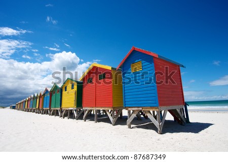 Bathing Boxes on Cape Town Beach Royalty-Free Stock Photo #87687349