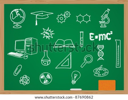 illustration of icons on a chemistry theme
