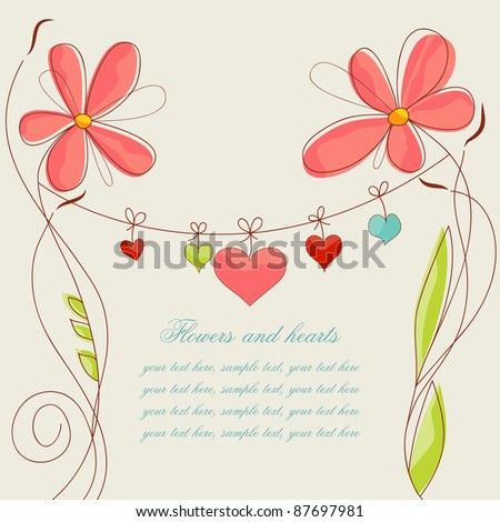 Vector flowers and hearts
