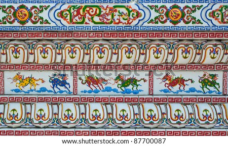 old vintage chinese style wall tiles in the temple