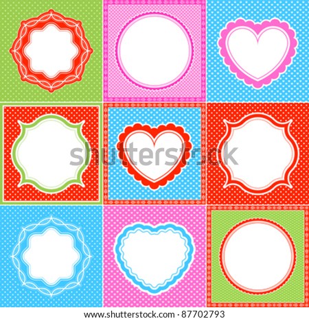 colorful polka dot frame pattern heart collections