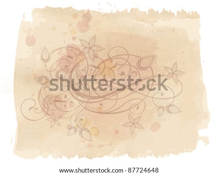 Floral ornament & watercolor vintage background. Vector illustration / Eps10