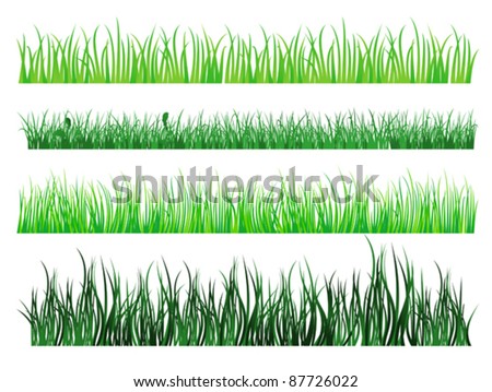 Green grass and field elements isolated on white background. Rasterized version also available in gallery