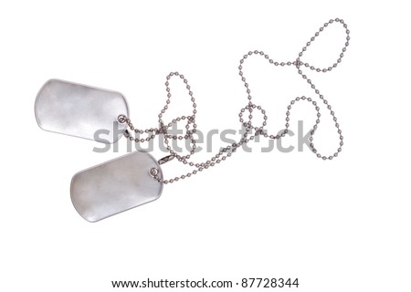 blank US army dog tags on white