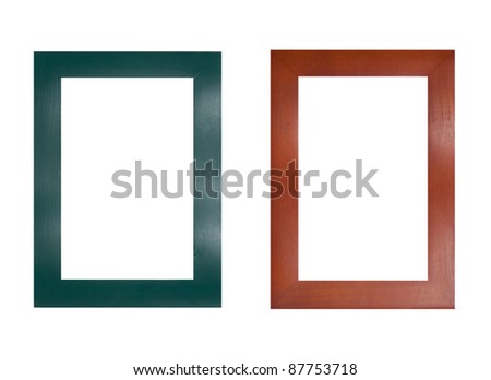 two wooden frames isolated on white background. each one is in full camera resolution