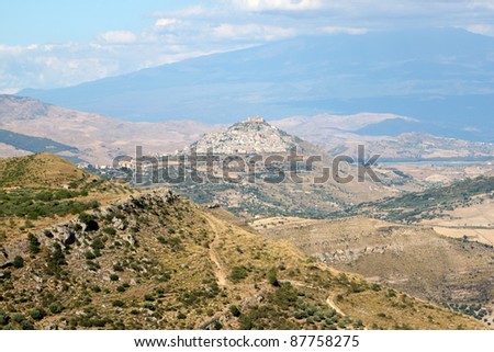Landscape seen from above, rural valley,Sicily italy