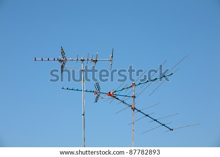 tv Antenna against Blue Sky