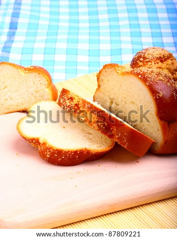 Closeup view of sweet baked bread challah
