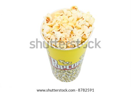 The Bucket with pop corn. Isolated with clipping path