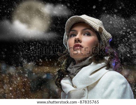a beauty girl on the night background