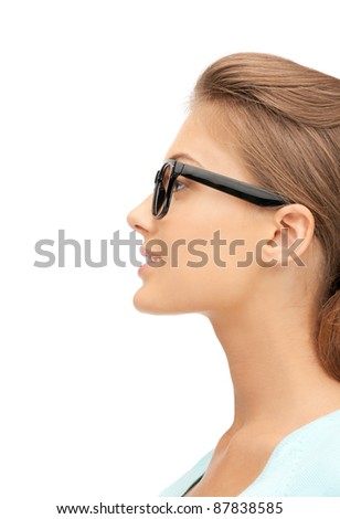closeup picture of lovely woman in spectacles