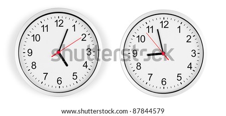 Classic clock on wall isolated with clipping path included Royalty-Free Stock Photo #87844579