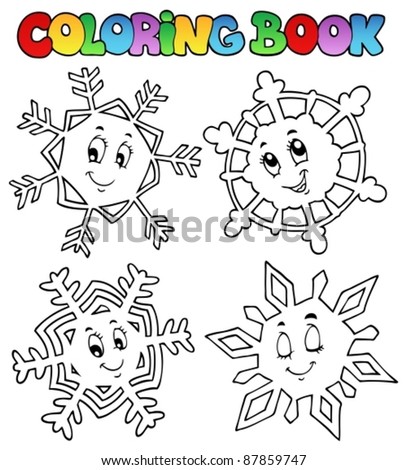 Coloring book cartoon snowflakes 1 - vector illustration.