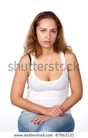 woman, white background, emotions