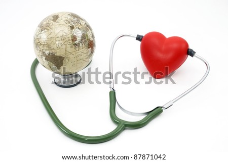 red heart beat listening to the earth with a stethoscope