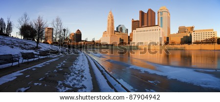 Winter in Columbus, Ohio - panoramic view of the city