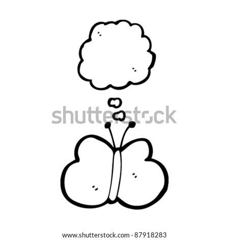 butterfly with thought bubble cartoon