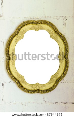 Vintage mirror frame on white wall