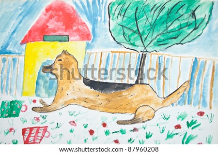 Kid's painting of dog